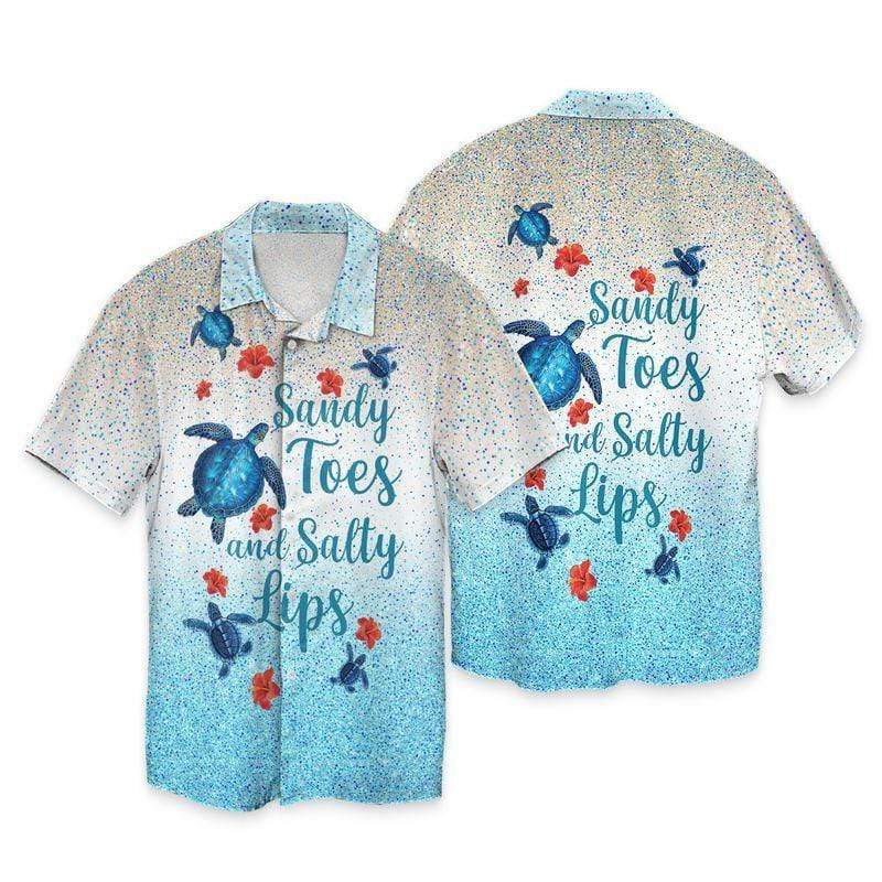 Sandy Toes and Salty Lips Turtle Hawaiian Aloha Shirts #L