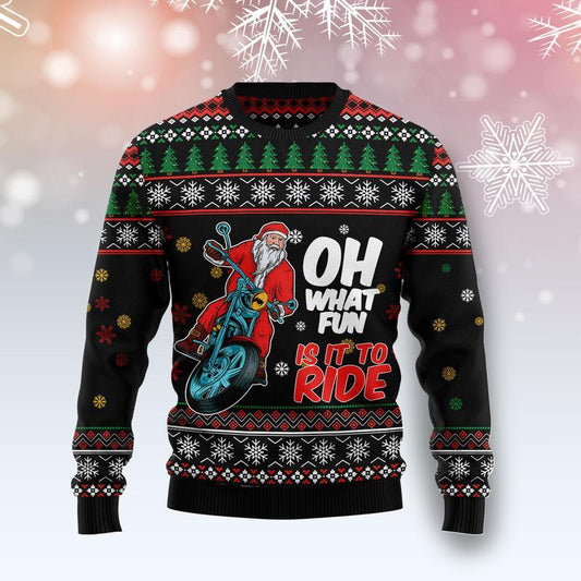 Santa And MotorUgly Christmas Sweater 