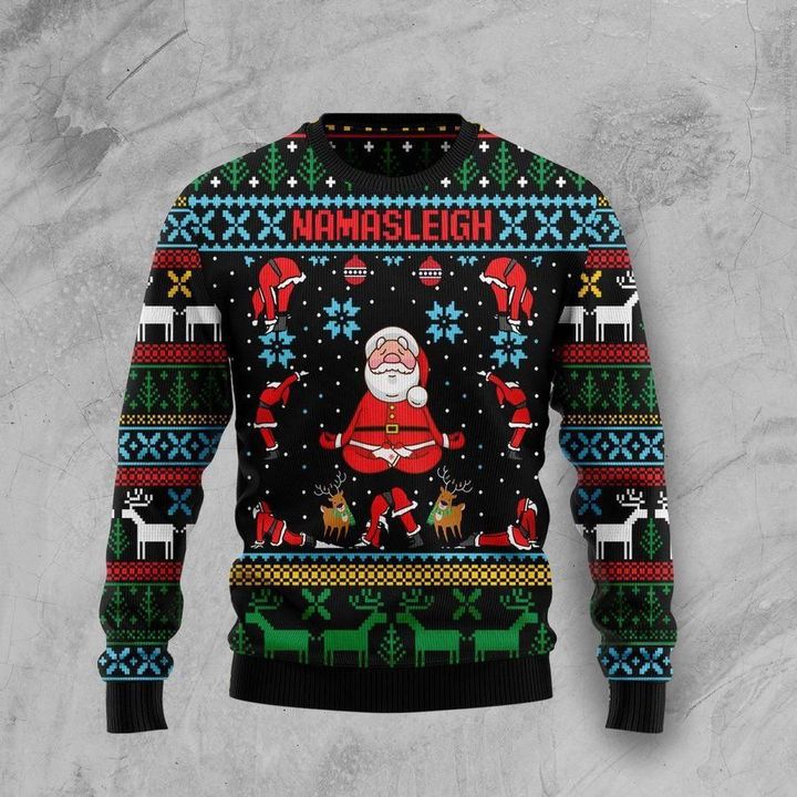 Santa Namasleigh Ugly Christmas Sweater 