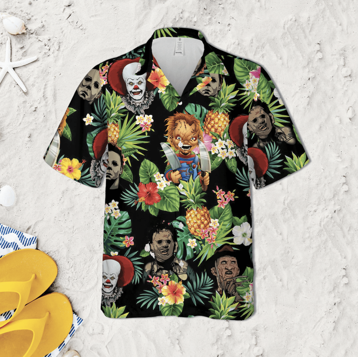 Halloween Horror Serial Killers Tropical Hawaiian Aloha Shirts #DH