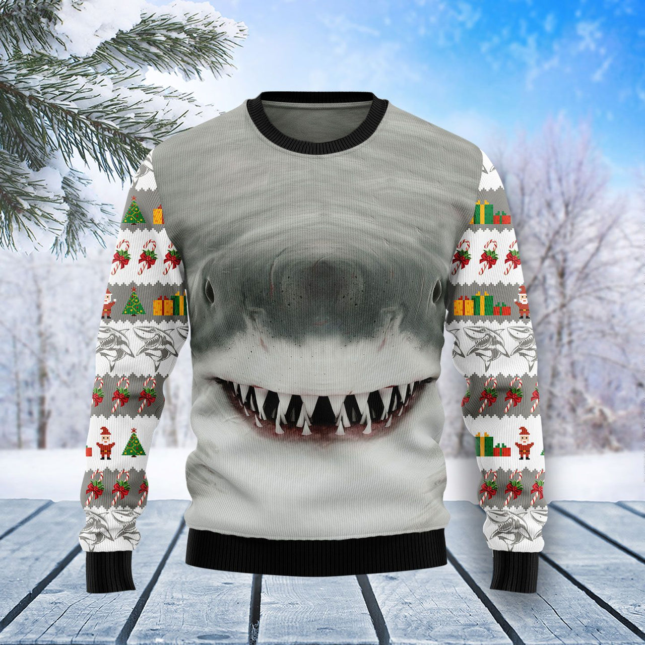 Shark Cute Face Ugly Christmas Sweater 