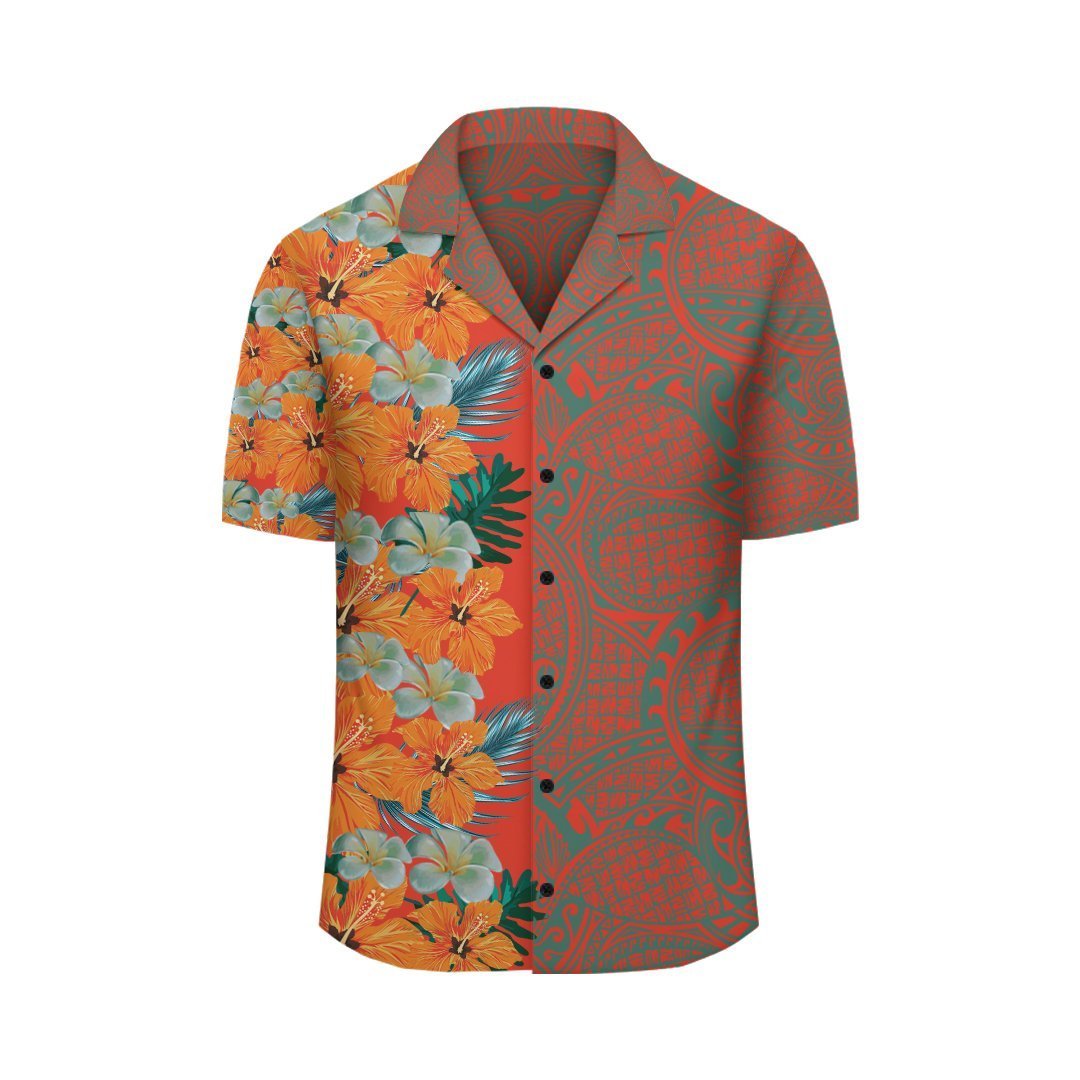 (Personalized) Hibiscus Flowers - Polynesia Hawaiian Shirt - Haka Style