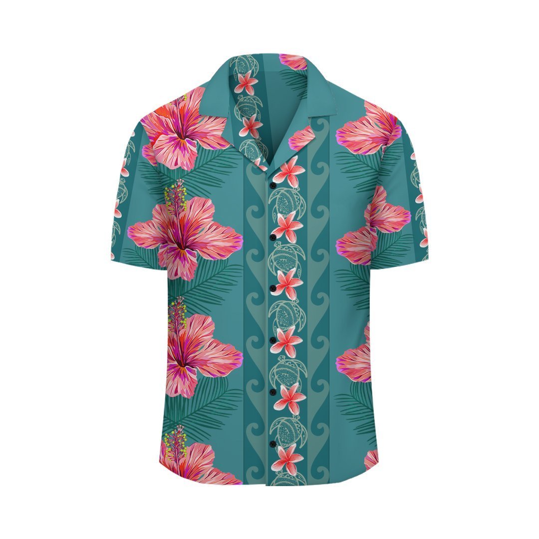 (Personalized) Tropical Flower Polynesia Hawaiian Shirt - Haka Style