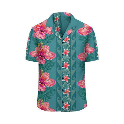 (Personalized) Tropical Flower Polynesia Hawaiian Shirt - Haka Style