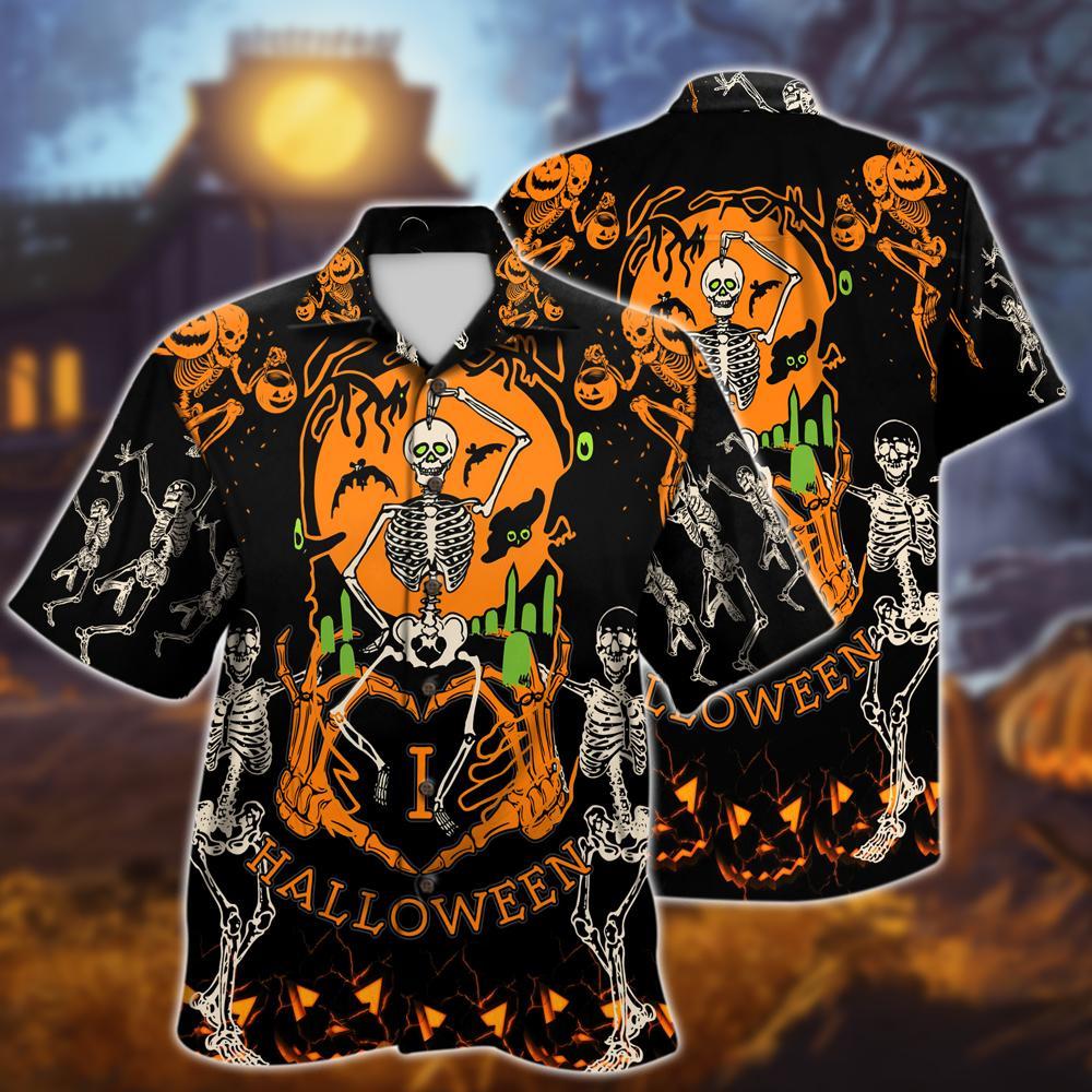 Halloween Skull Pumpkin Hawaiian Shirt | For Men & Women | Adult | HW9073