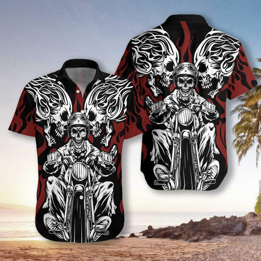Skull Rider Motorcycle Unisex Hawaiian Shirt | For Men & Women | Adult | HW2579