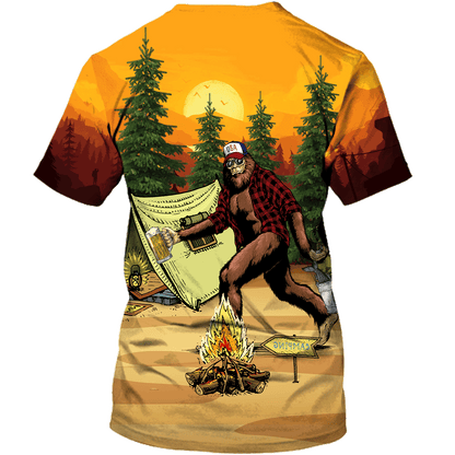 America - Bigfoot Go To Camping Style Hawaii Shirt Hawaiian Shirt