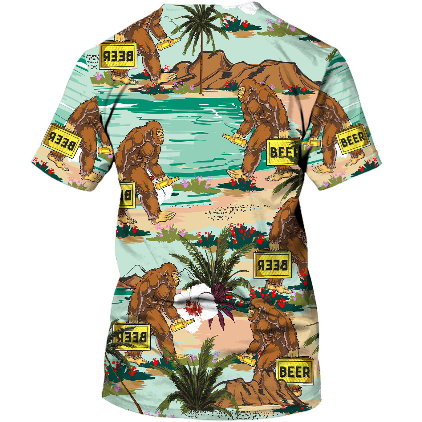 America - Bigfoot & Beer Go To Camping Style Hawaii Shirt Hawaiian Shirt