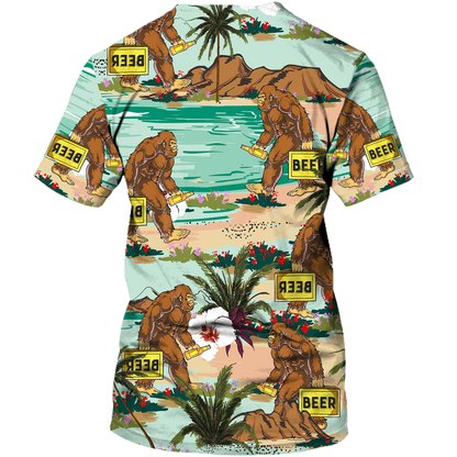 America - Bigfoot & Beer Go To Camping Style Hawaii Shirt Hawaiian Shirt