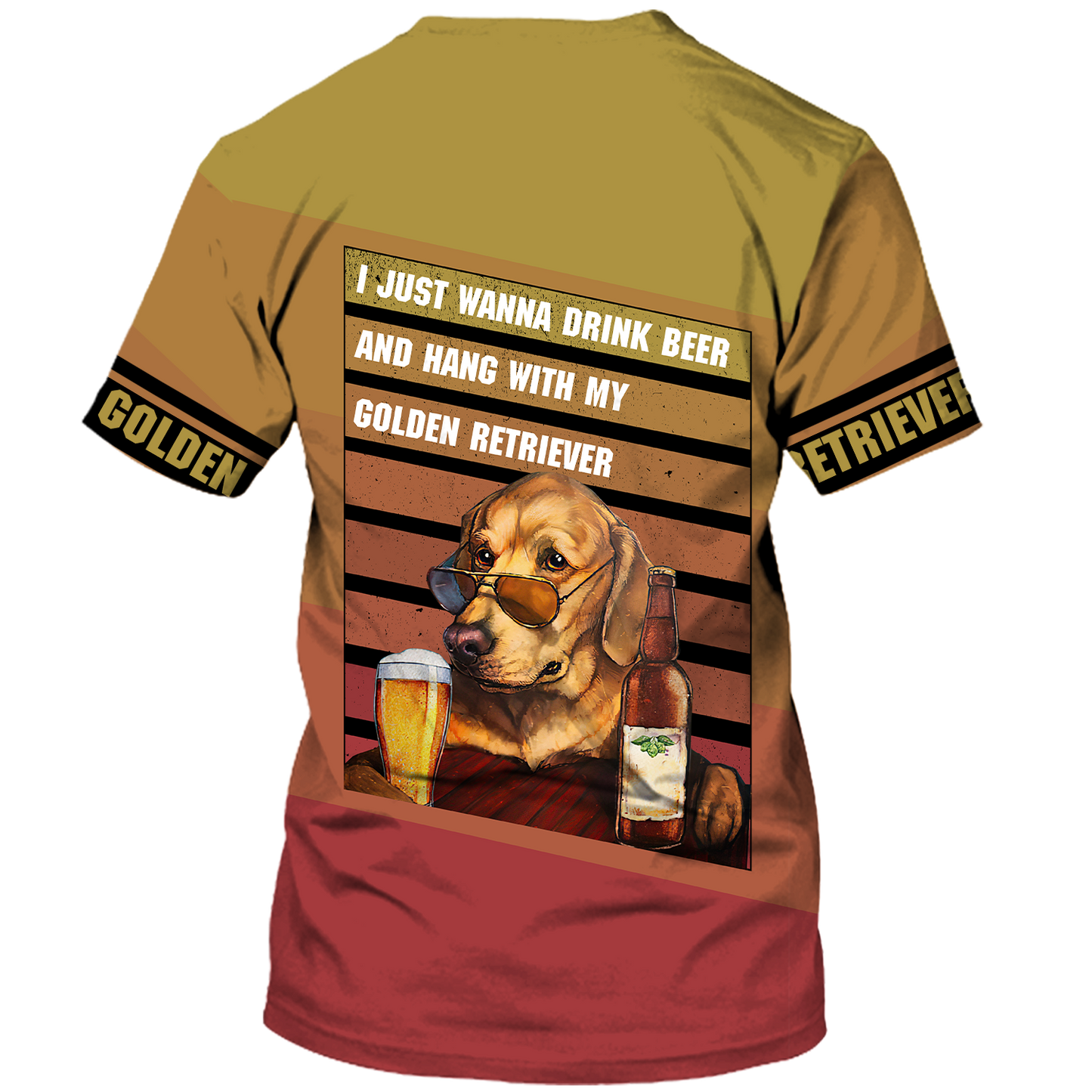 America - Beer & Golden Retriever Style Hawaii Shirt Hawaiian Shirt