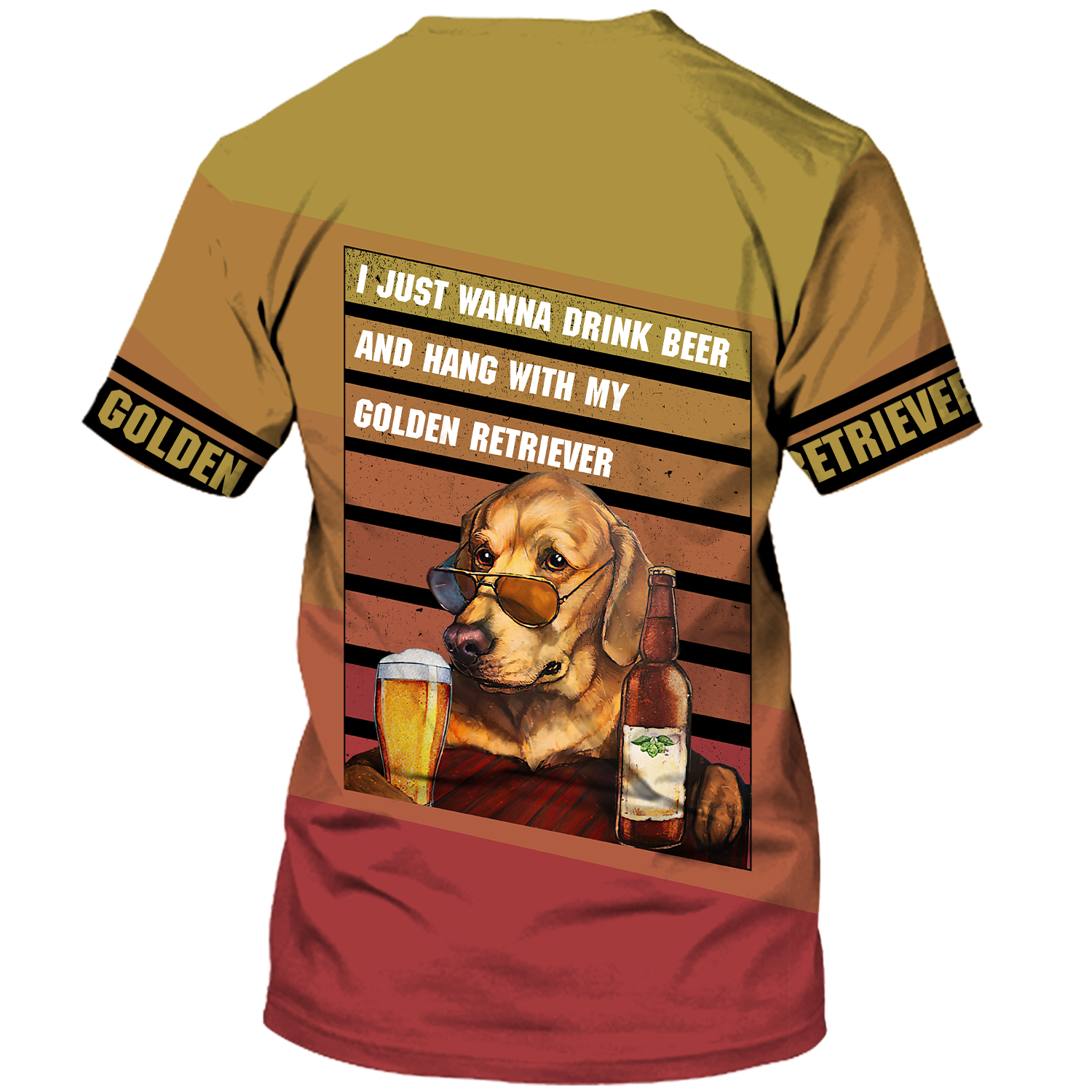 America - Beer & Golden Retriever Style Hawaii Shirt Hawaiian Shirt