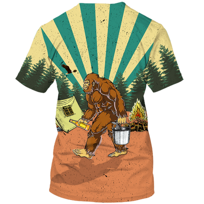 America - Bigfoot Go To Camping 2 Style Hawaii Shirt Hawaiian Shirt