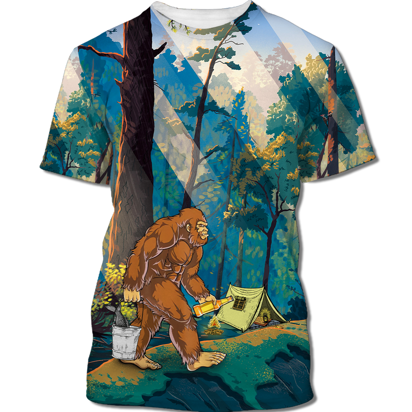 America - Bigfoot Go To Camping 103 Style Hawaii Shirt Hawaiian Shirt