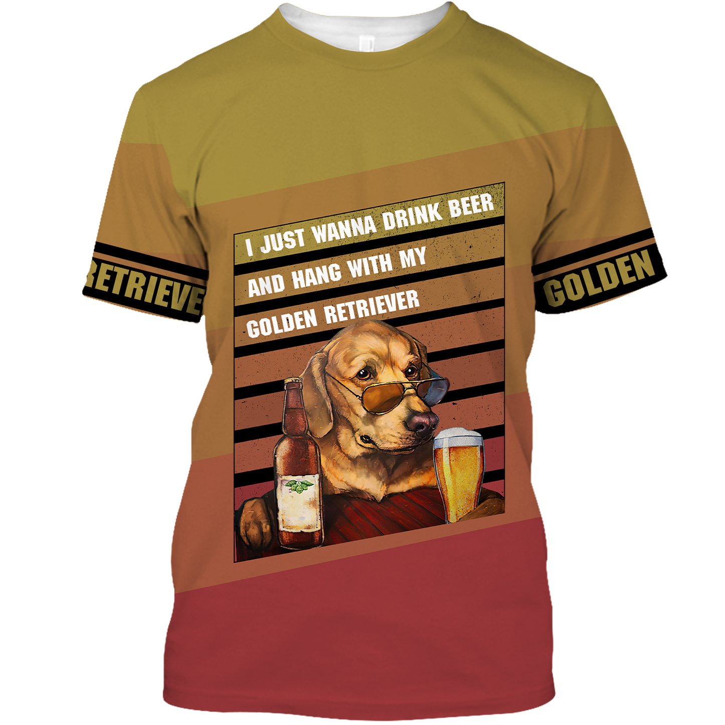 America - Beer & Golden Retriever Style Hawaii Shirt Hawaiian Shirt