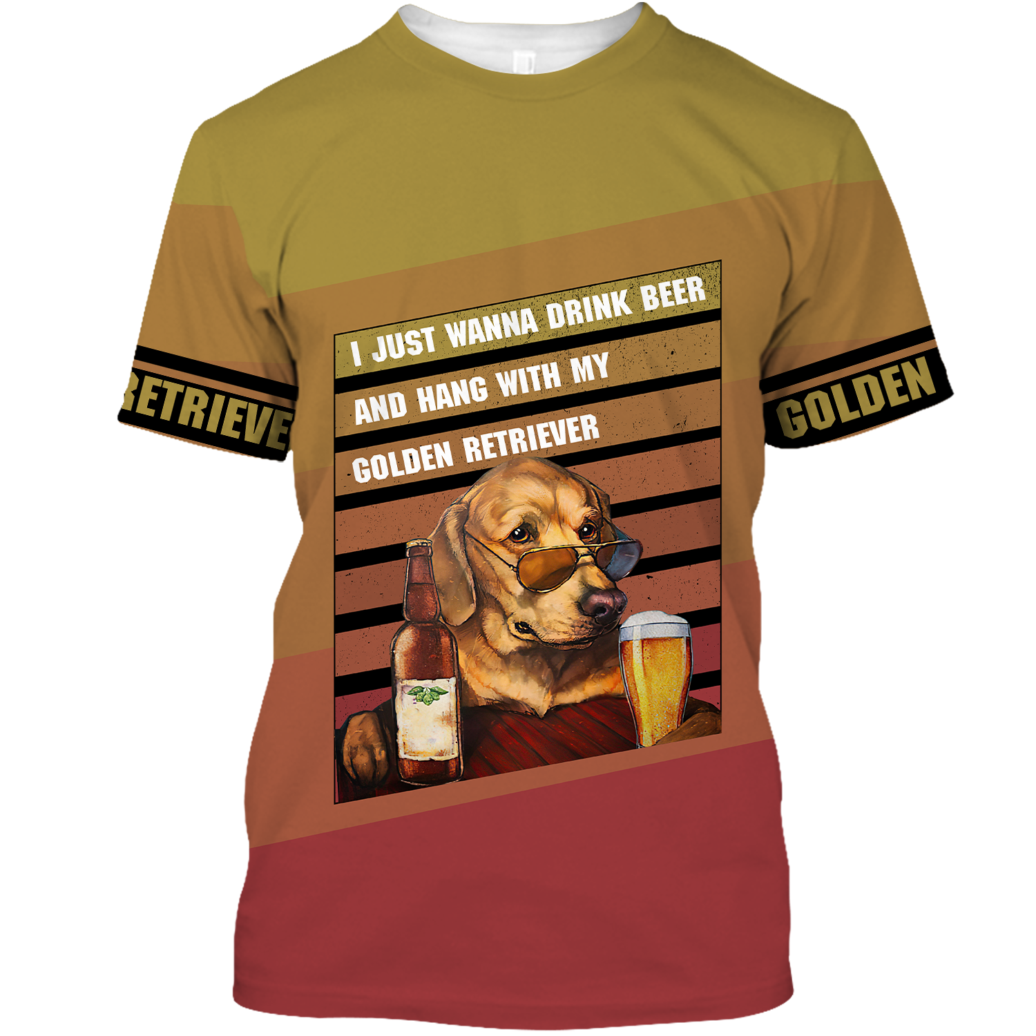 America - Beer & Golden Retriever Style Hawaii Shirt Hawaiian Shirt