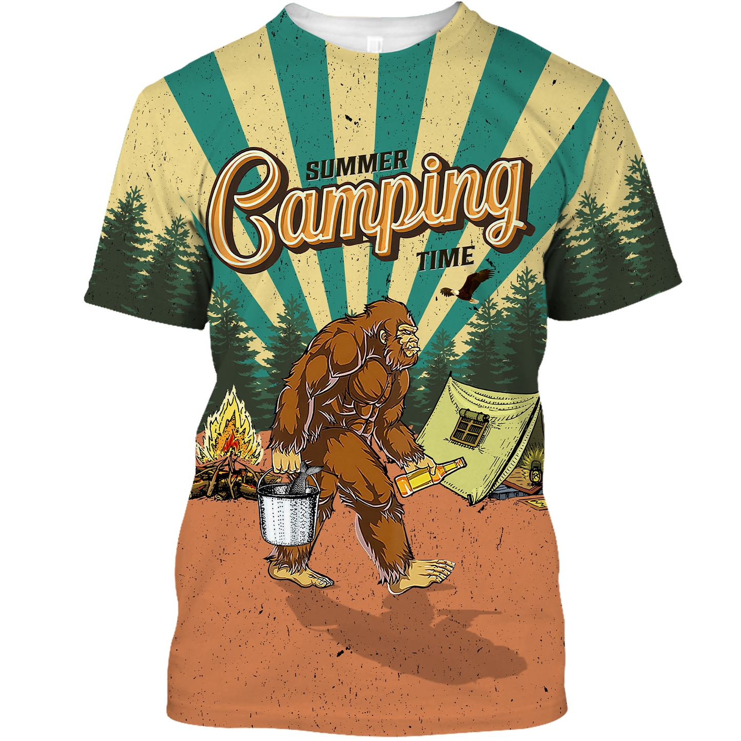 America - Bigfoot Go To Camping 2 Style Hawaii Shirt Hawaiian Shirt