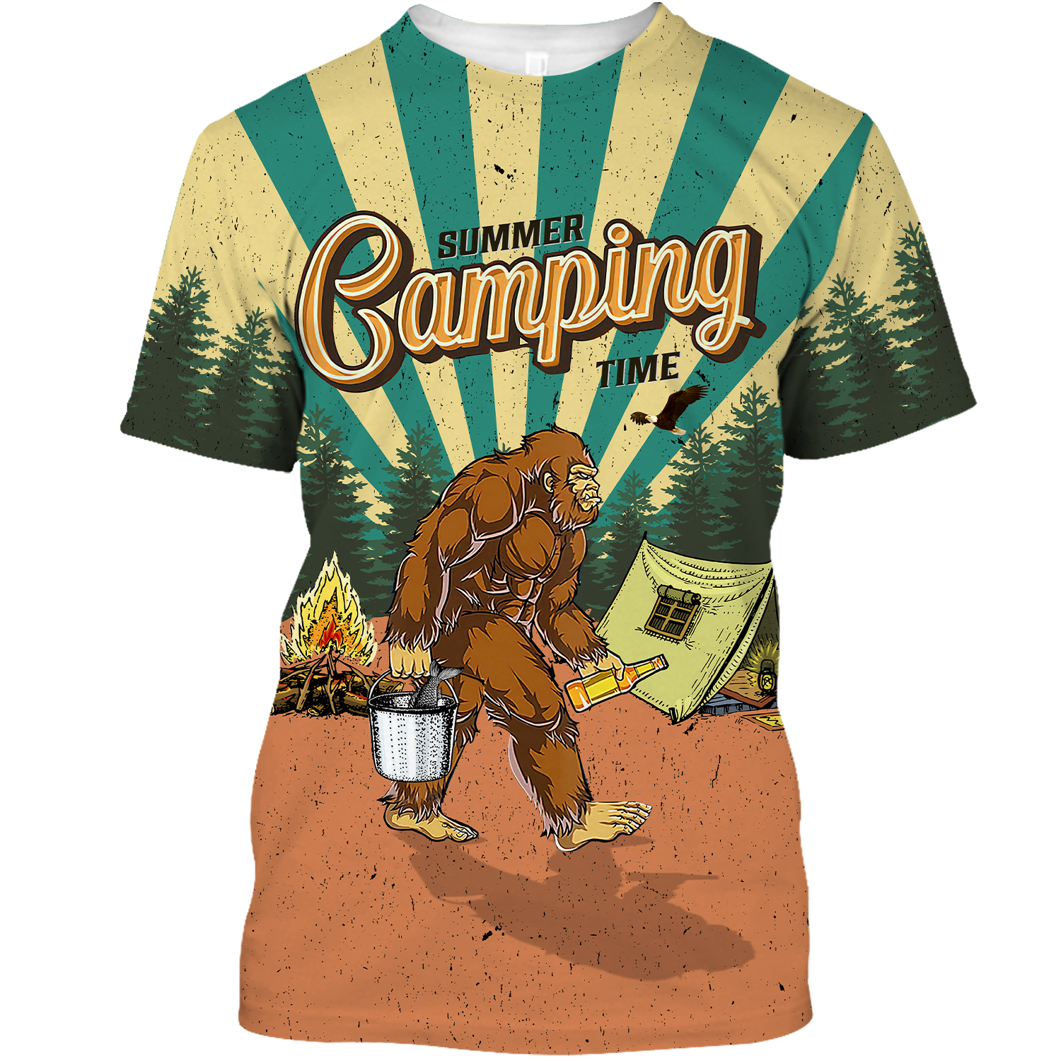 America - Bigfoot Go To Camping 2 Style Hawaii Shirt Hawaiian Shirt