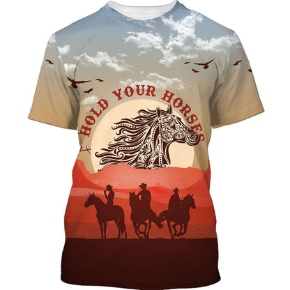 America - Hold Your Horses Style Hawaii Shirt Short Hawaiian Shirt