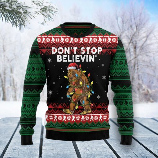 Bigfoot Don’t Stop Believing Ugly Christmas Sweater 