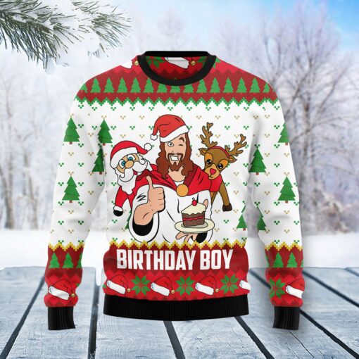 Jesus Birthday Boy Ugly Christmas Sweater 