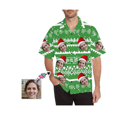 Custom Face Christmas Party Men's All Over The Print Hawaiian Shirt