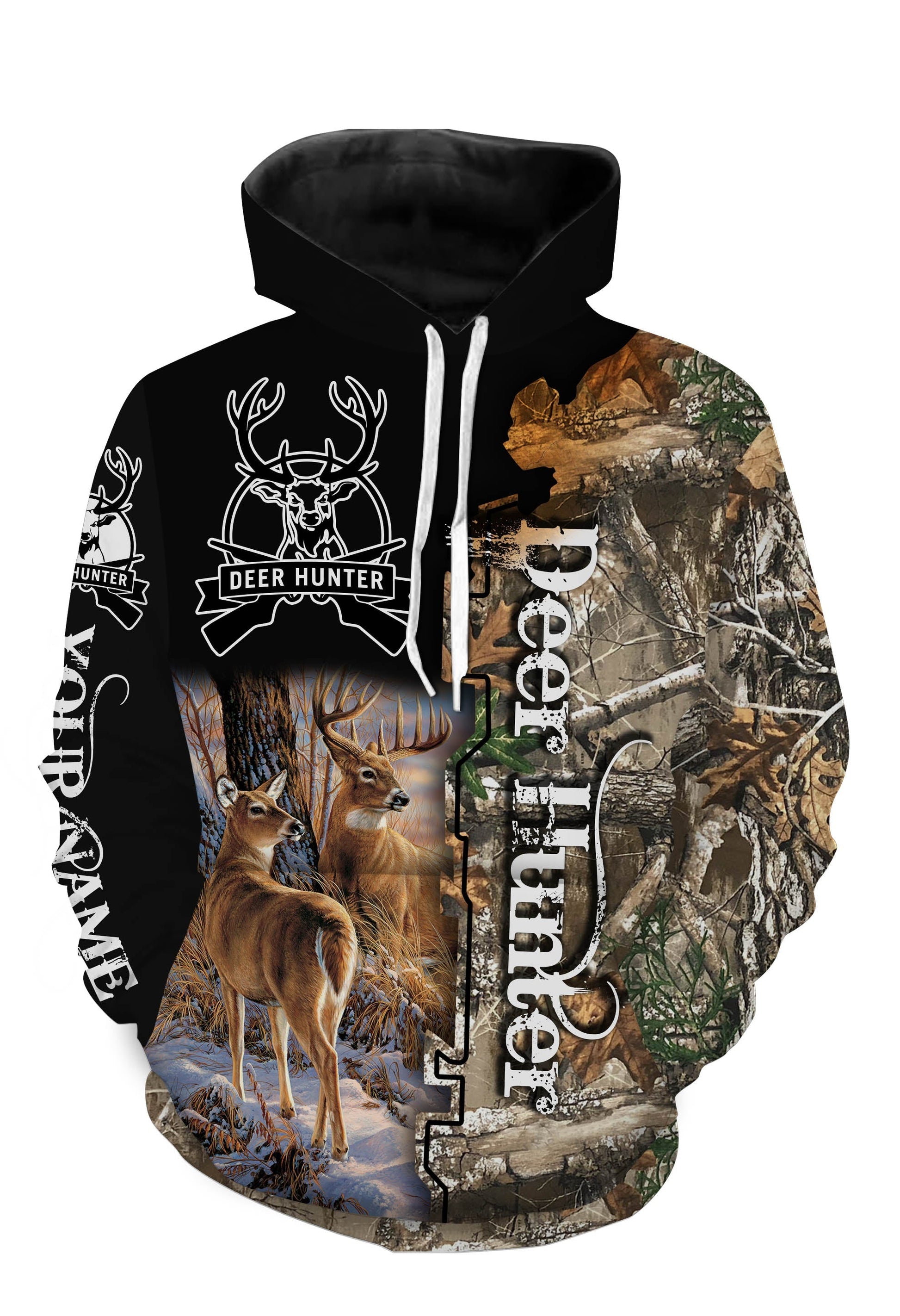 Personalized beautiful deer hunting camo 3d all over printed shirts - TATS4 Hoodie