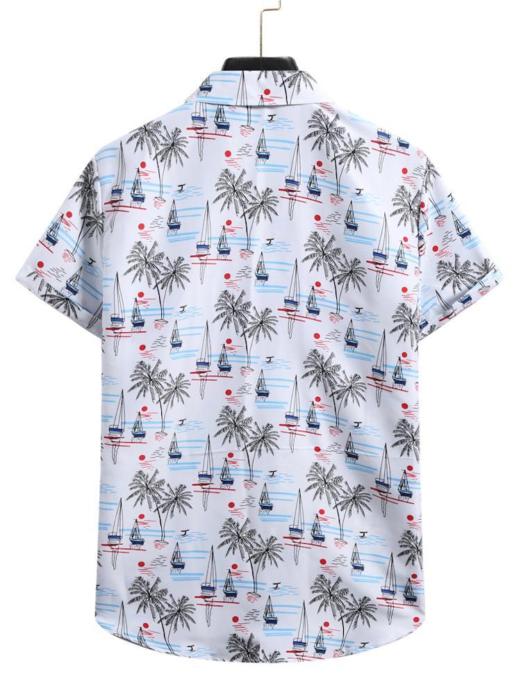 Mens Floral Hawaiian Vacation Button Down Short Sleeve Shirt