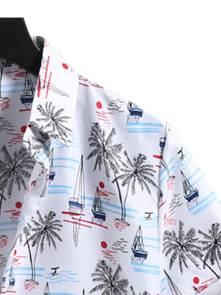 Mens Floral Hawaiian Vacation Button Down Short Sleeve Shirt