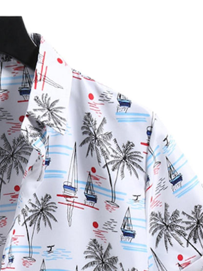 Mens Floral Hawaiian Vacation Button Down Short Sleeve Shirt