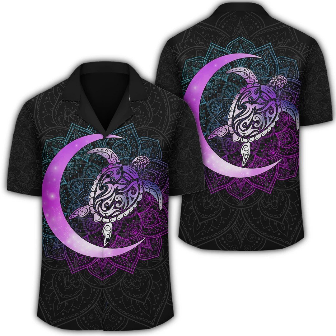 Hawaii Turtle Mandala Hawaiian Shirt  Galaxy Purple  