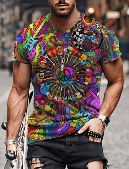 Amazing Guitar Hippie Color Hawaii Shirt Ml Hawaiian