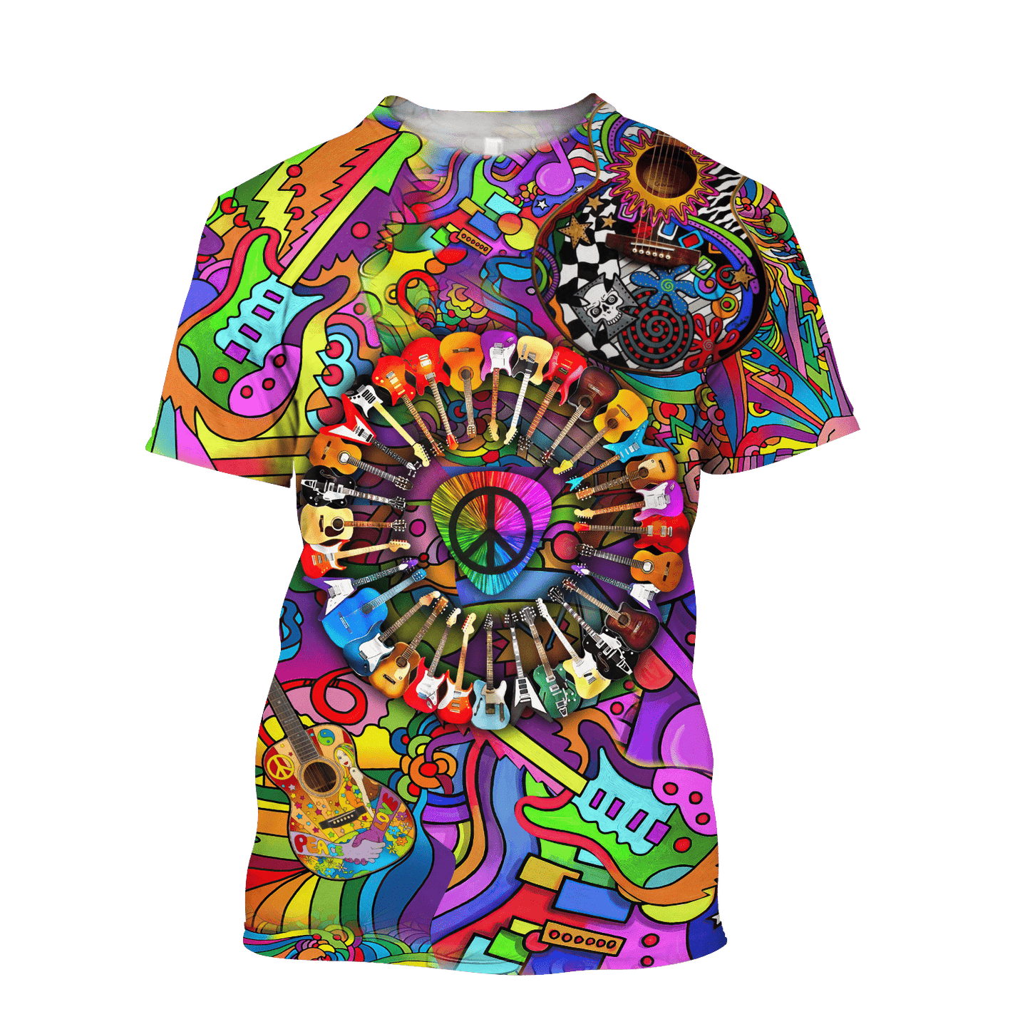 Amazing Guitar Hippie Color Hawaii Shirt Ml Hawaiian