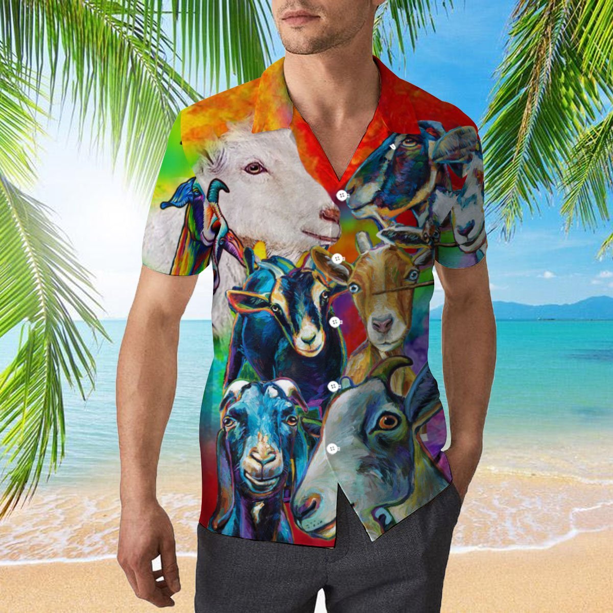 OragonTee Colorful Goat Hawaiian Shirt | For Men & Women | Adult | HW2369