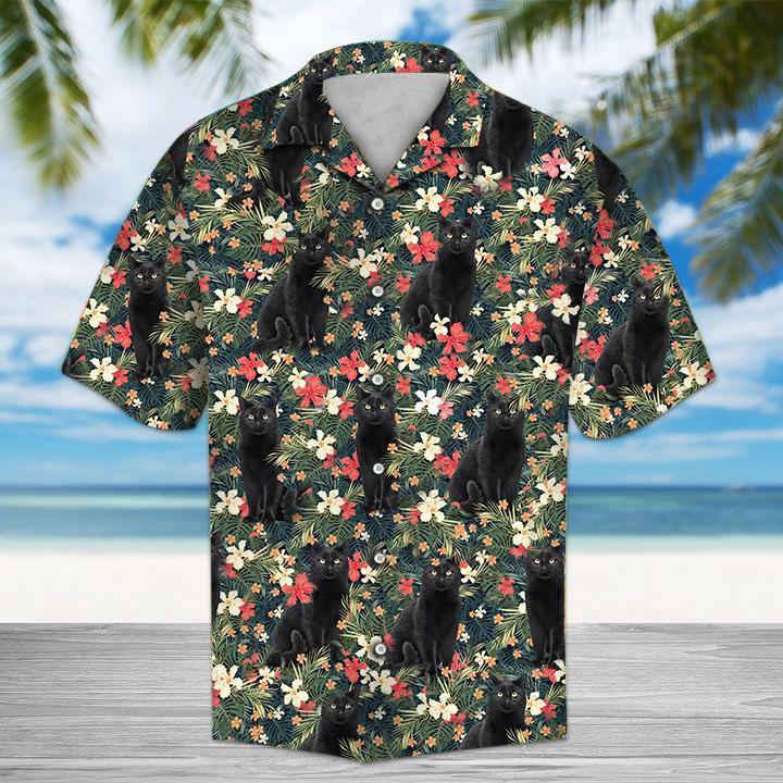 Tropical Black Cat Hawaiian Shirt