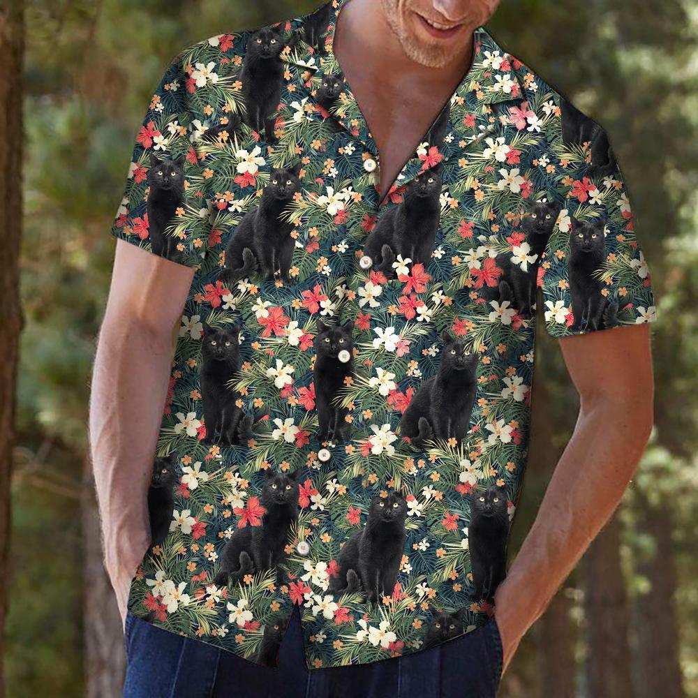 Tropical Black Cat Hawaiian Shirt