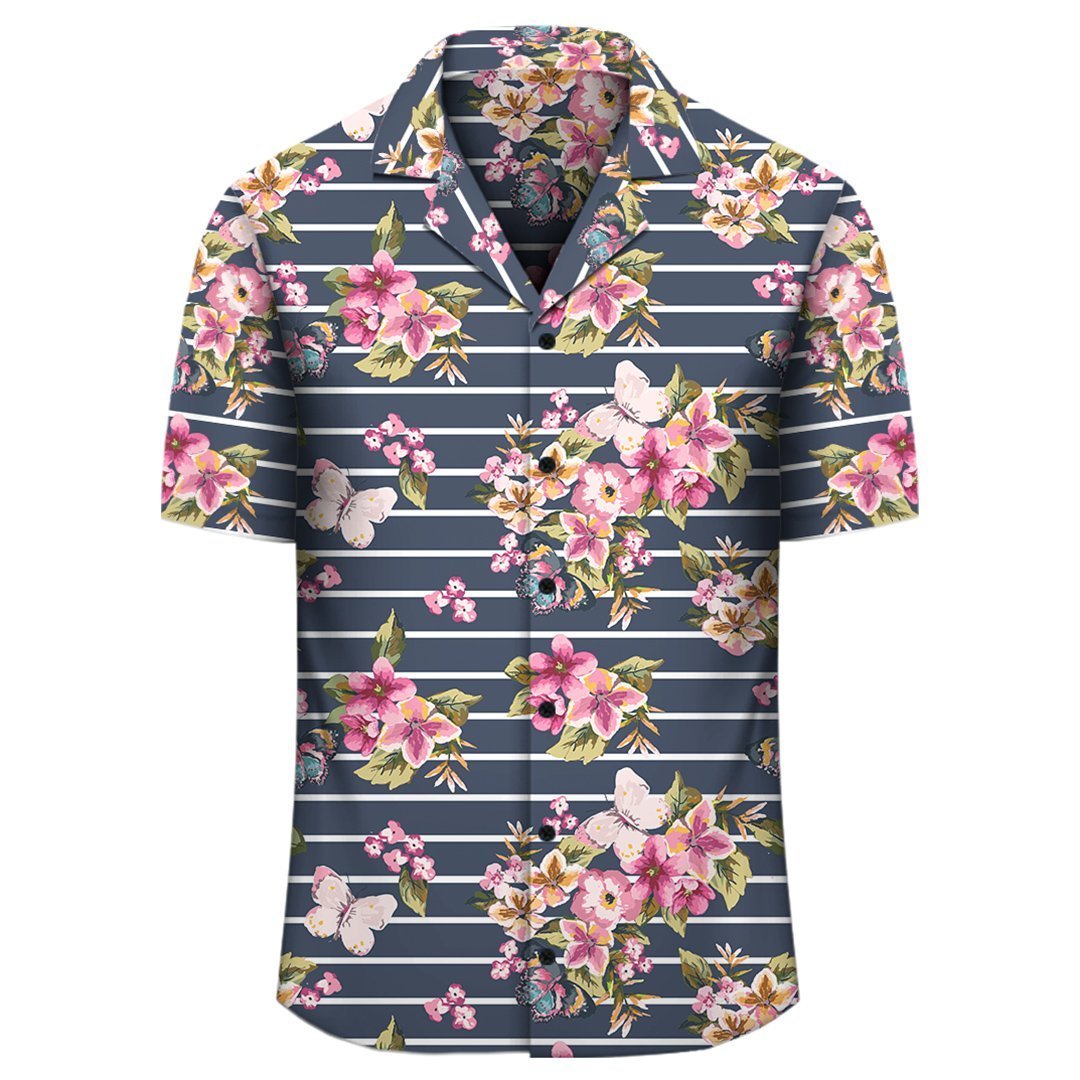 Tropical Butterfly Pink Hawaiian Shirt