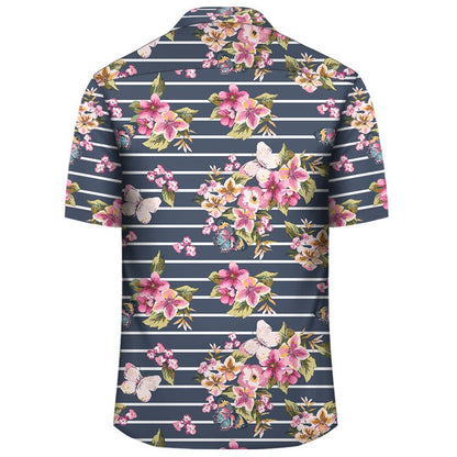 Tropical Butterfly Pink Hawaiian Shirt