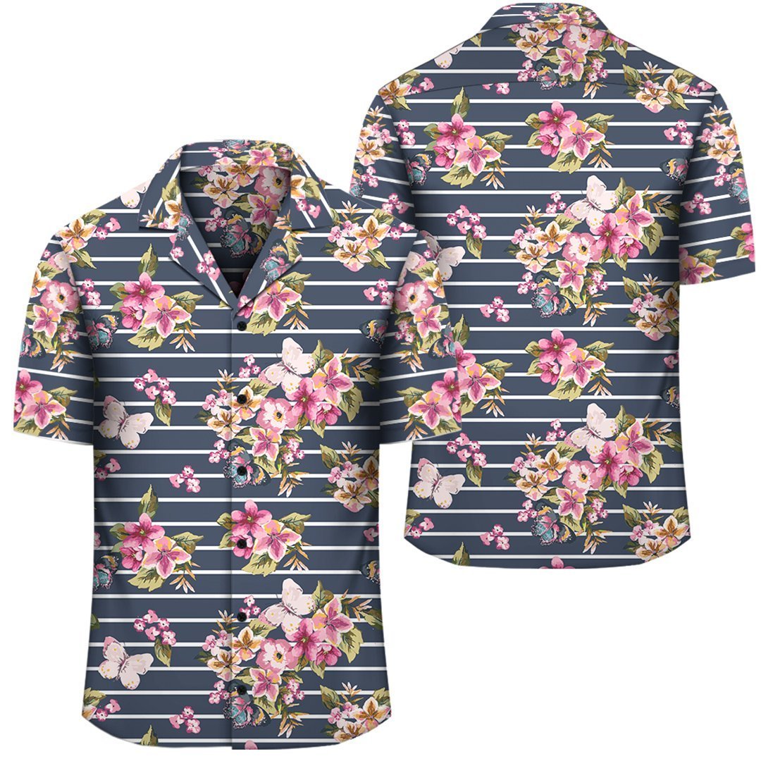 Tropical Butterfly Pink Hawaiian Shirt