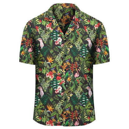 Tropical Flamingo Hibiscus Hawaiian Shirt