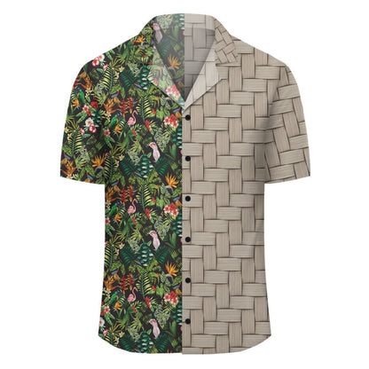 Tropical Flamingo Hibiscus Lauhala Moiety Hawaiian Shirt