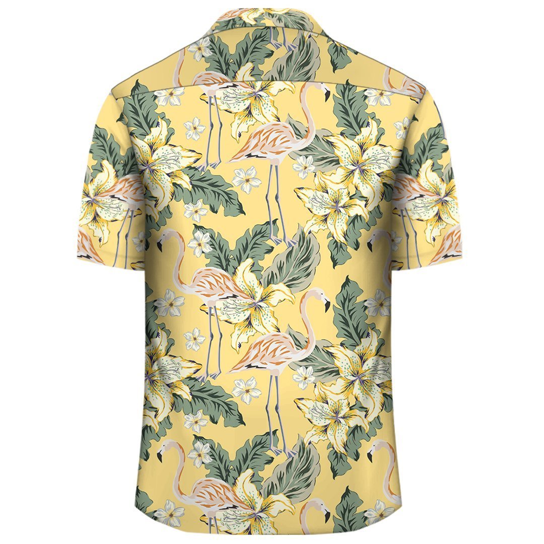 Tropical Flamingo Yellow Hawaiian Shirt