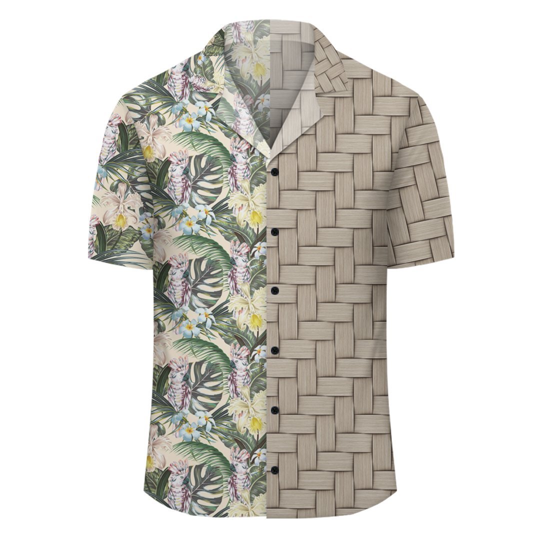 Tropical Jungle Parrots And Flamingos Lauhala Moiety Hawaiian Shirt