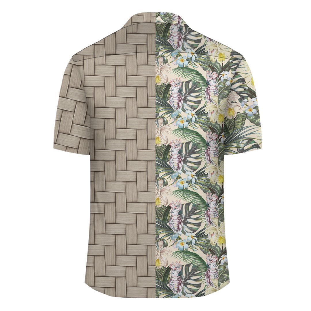 Tropical Jungle Parrots And Flamingos Lauhala Moiety Hawaiian Shirt