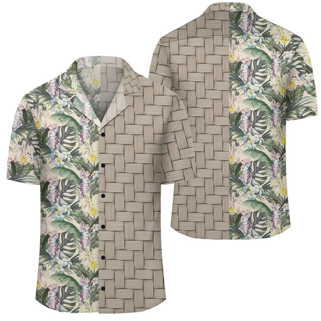 Tropical Jungle Parrots And Flamingos Lauhala Moiety Hawaiian Shirt