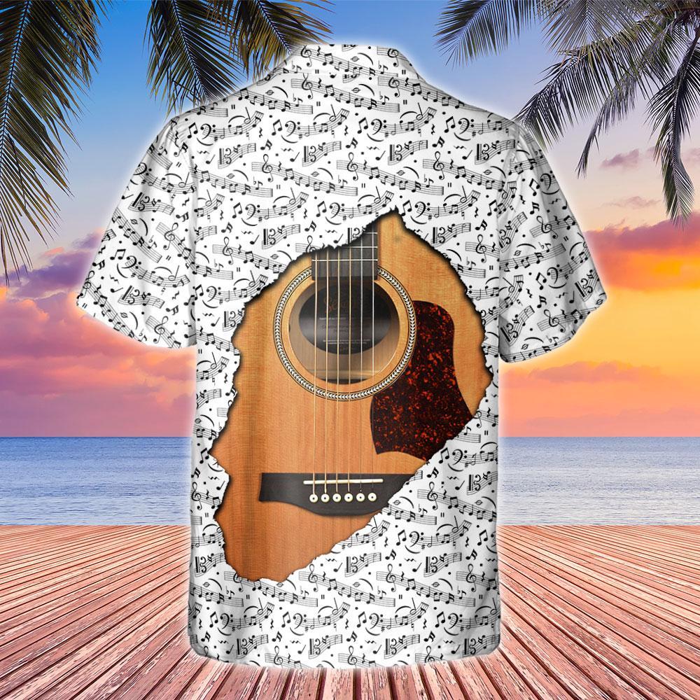 Music Notes Guitar Inside Shirt Lha1620Hw Hawaiian