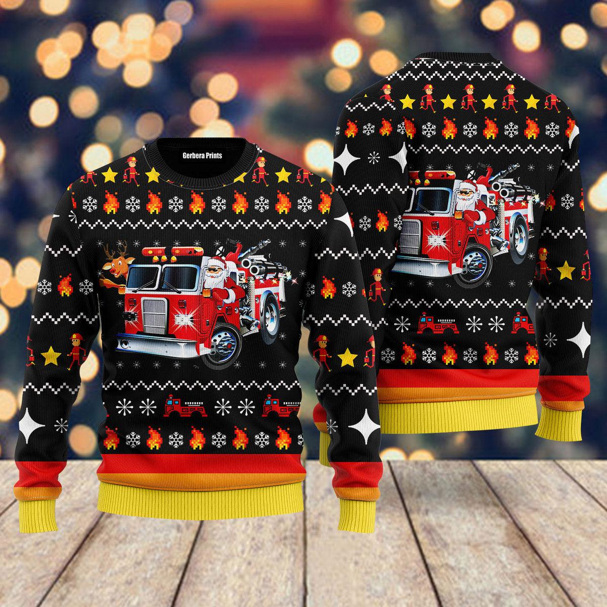 Fireman Firefighter Firemas Ugly Christmas Sweater 