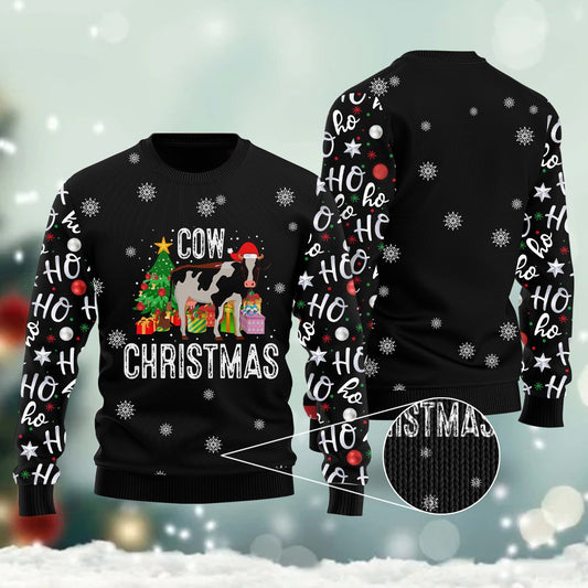 Ho Ho Ho Cow Christmas Ugly Christmas Sweater 