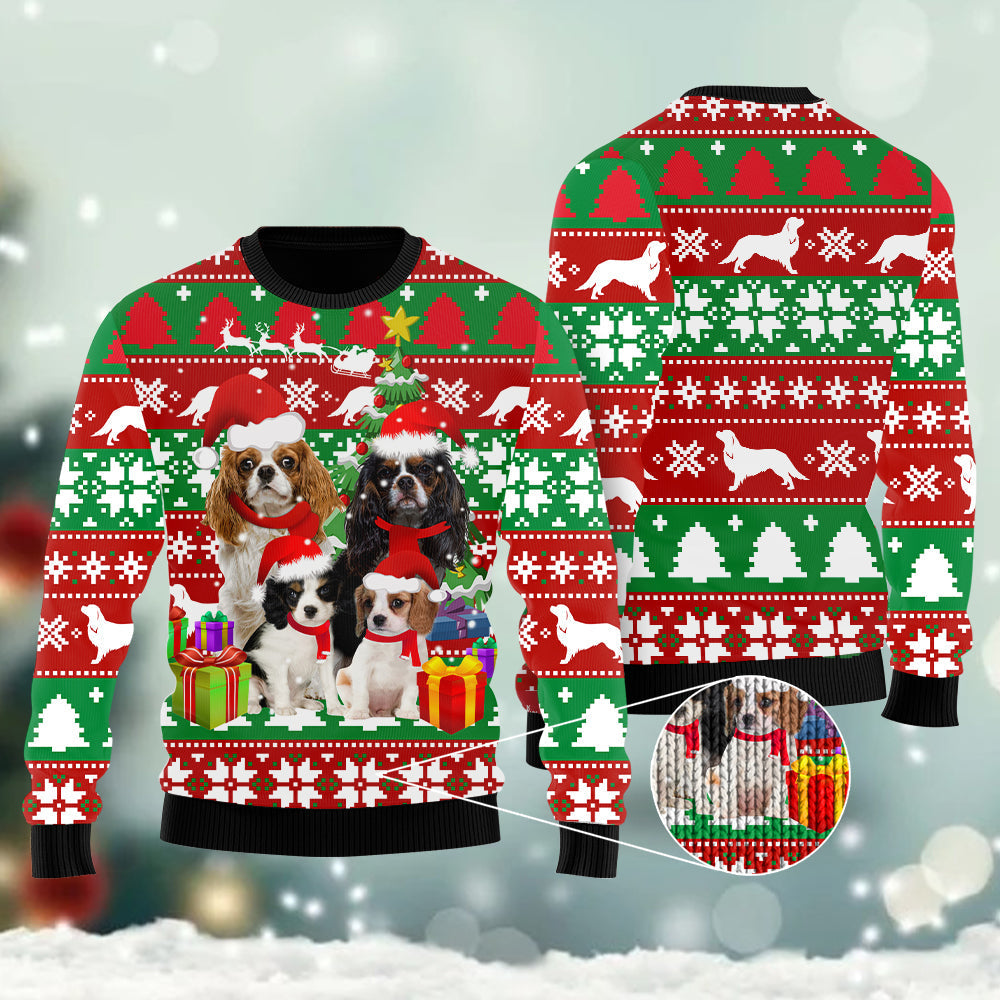 Cavalier King Charles Spaniel Family Ugly Christmas Sweater 