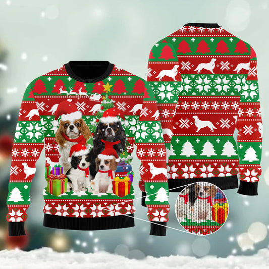 Cavalier King Charles Spaniel Family Ugly Christmas Sweater 