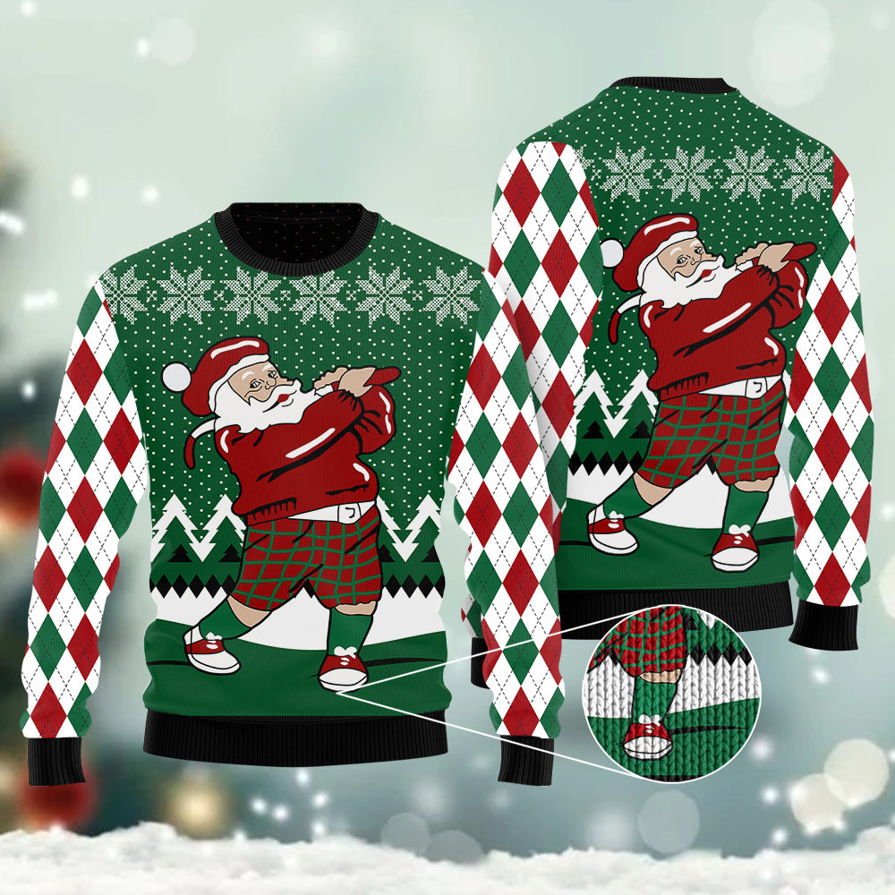 Golfer Santa Ugly Christmas Sweater 